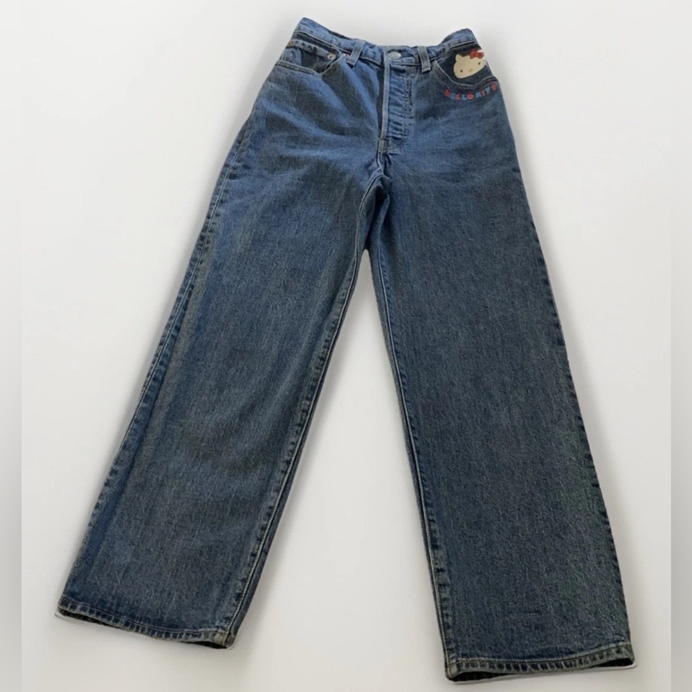 Levi's Hello Kitty RIBCAGE STRAIGHT ANKLE WOMENS JEANS, SZ 27” Waist, 27” Inseam
